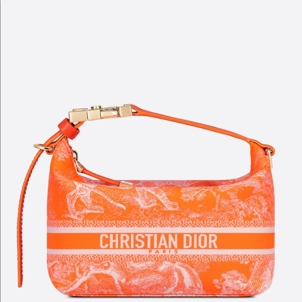 Fluorescent Orange Toile de Jouy Reverse Technical Fabric